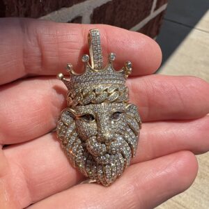 Alternative view of 10k 24.3g Gold Lion Pendant Tcw 3 1” by 2”