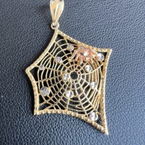 14k 1.9g Gold Spiderweb & Spider Charm