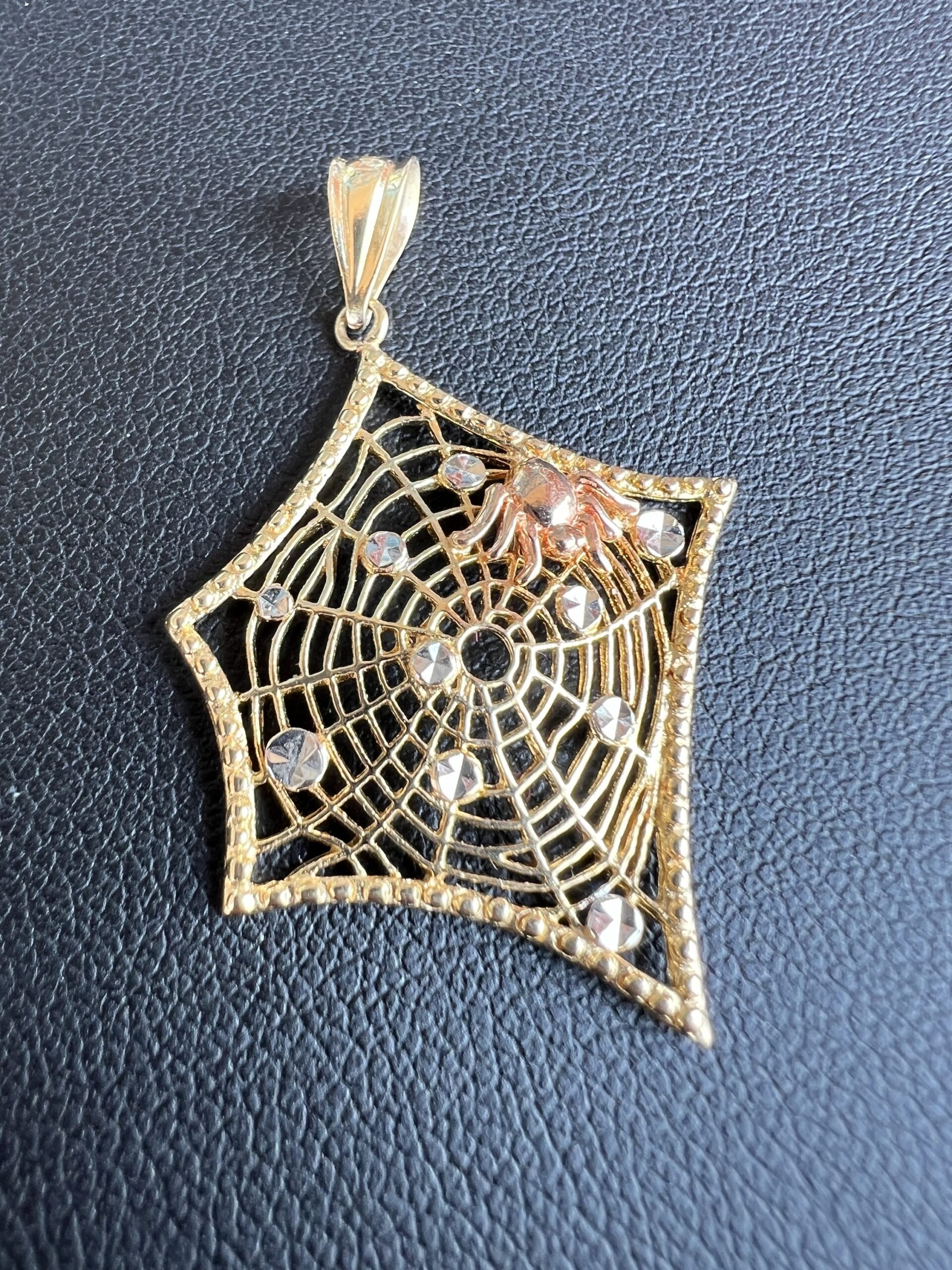 14k 1.9g Gold Spiderweb & Spider Charm