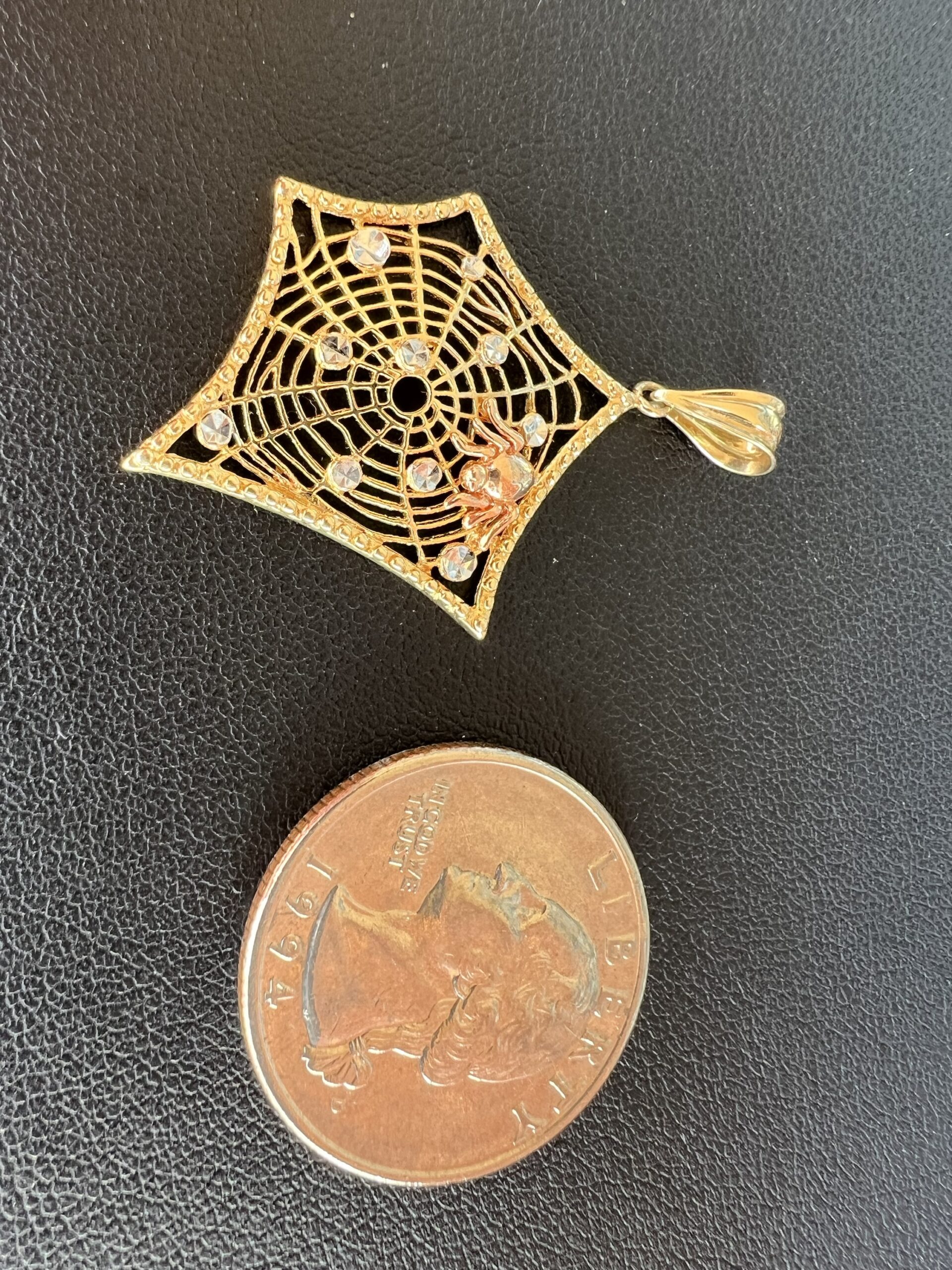 14k 1.9g Gold Spiderweb & Spider Charm - Image 2