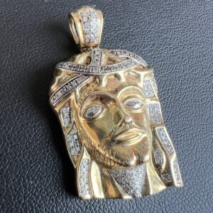 Alternative view of 10k 10.4g Gold & Diamond Jesus Pendant