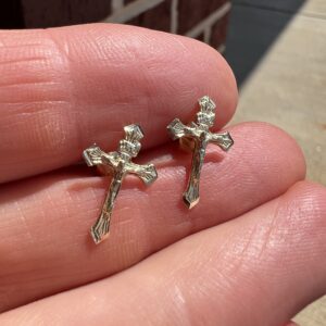 Alternative view of 14k 0.9g Gold Crucifix Cross Earrings