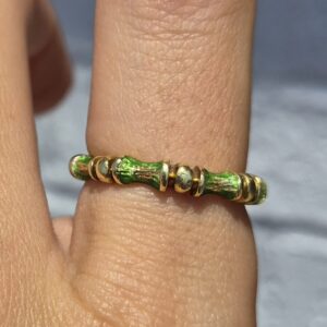 18k 4.7g yellow gold and green enamel vintage Tiffany & Co band- sz7.75