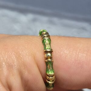 18k 4.7g yellow gold and green enamel vintage Tiffany & Co band- sz7.75 - Image 4
