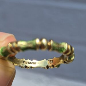 18k 4.7g yellow gold and green enamel vintage Tiffany & Co band- sz7.75 - Image 6