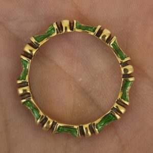 Alternative view of 18k 4.7g yellow gold and green enamel vintage Tiffany & Co band- sz7.75