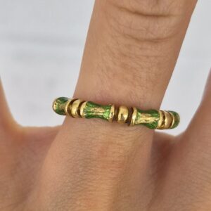 18k 4.7g yellow gold and green enamel vintage Tiffany & Co band- sz7.75 - Image 5