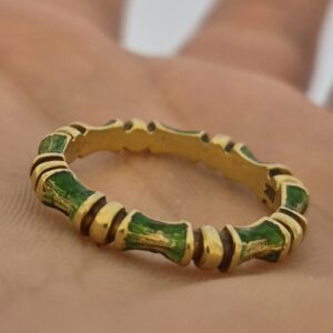 18k 4.7g yellow gold and green enamel vintage Tiffany & Co band- sz7.75 - Image 3
