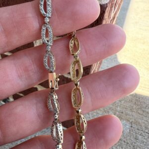 14k 8g Gold Oval & Diamond Bracelet 7”