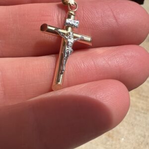 Alternative view of 14k 1.2g Two-Tone Gold Crucifix Pendant