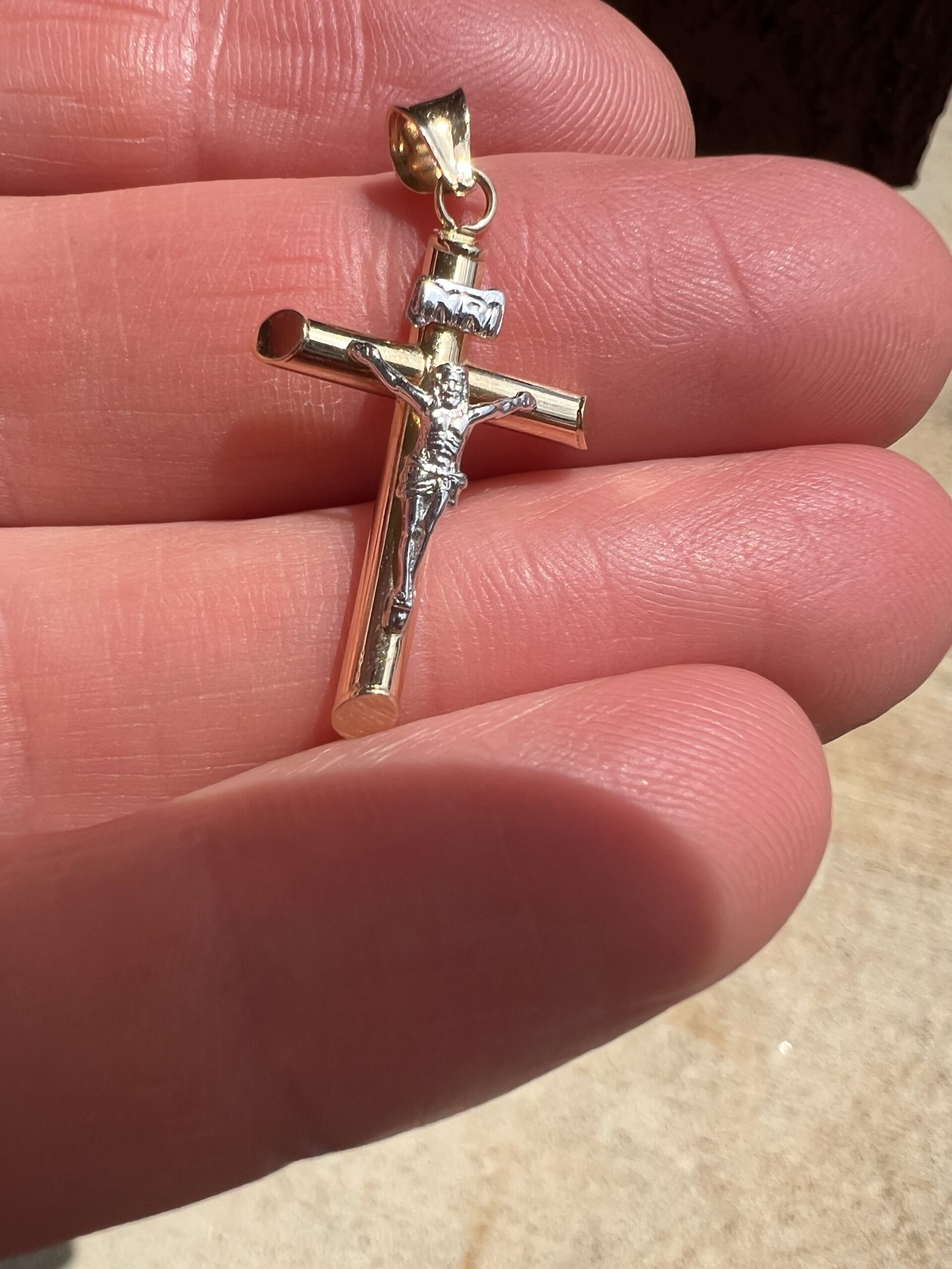 14k 1.2g Two-Tone Gold Crucifix Pendant - Image 2