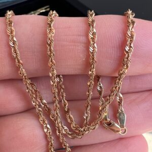 Alternative view of 14k 2.5g Rose Gold Rope Necklace 18”