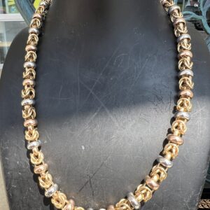 14k 30.1g Gold Tri-Color Byzantine 17”