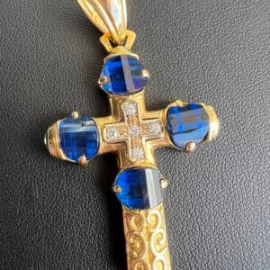 18k 16g Gold Cross with Gems