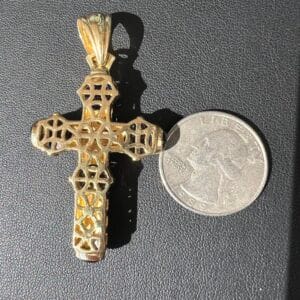 18k 16g Gold Cross with Gems - Image 5