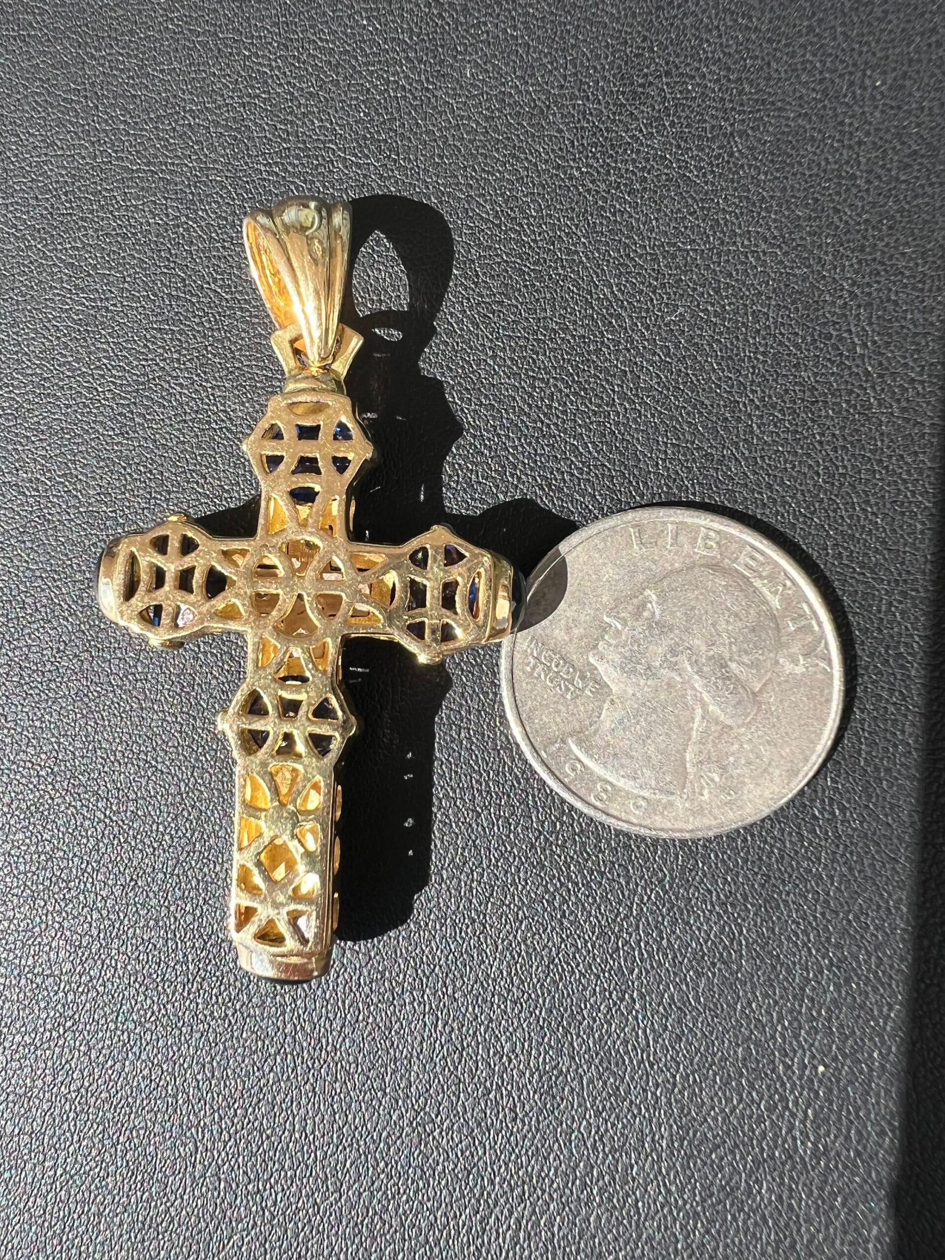 18k 16g Gold Cross with Gems - Image 5