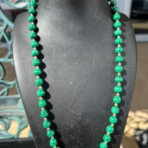 14k 55.1g Gold & Malachite Bead 22”