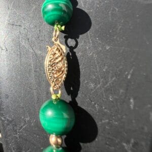 Alternative view of 14k 55.1g Gold & Malachite Bead 22”
