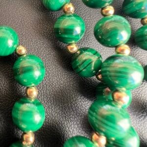 14k 55.1g Gold & Malachite Bead 22” - Image 6