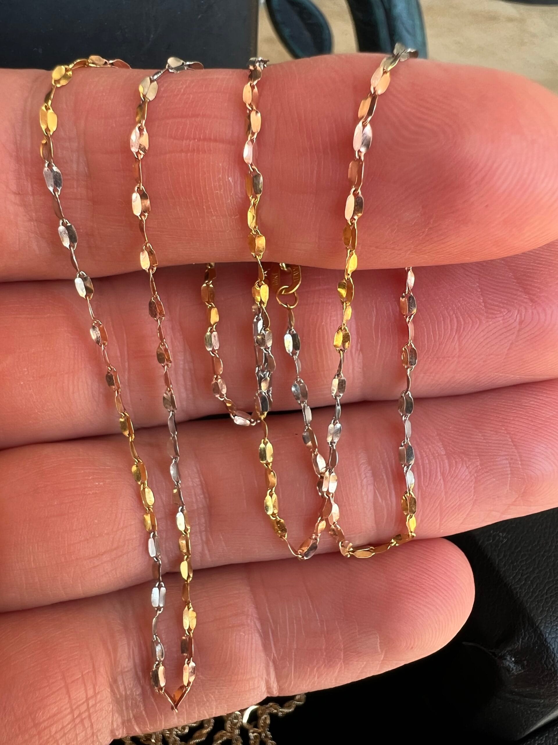 10k 1g Yellow, White, & Rose Gold Necklace 20” - Image 2