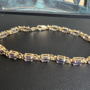 14k 7g Gold Precious Stone Bracelet 7”