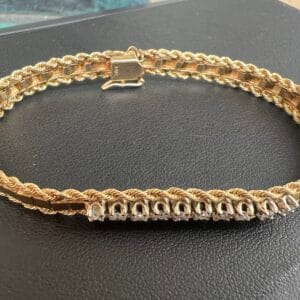 Alternative view of 14g 11.2g Gold Diamond Bracelet 7”