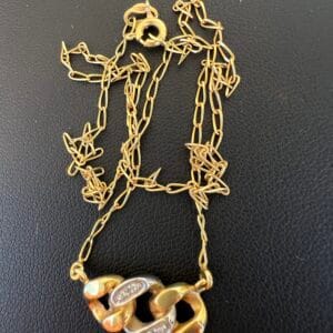 18k 4.8g White & Yellow Cuban Charm Chain 16” - Image 4