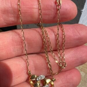 18k 4.8g White & Yellow Cuban Charm Chain 16”