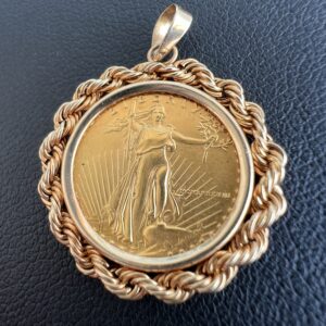 14k 4.4g Gold Coin & Necklace Charm