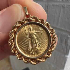 Alternative view of 14k 4.4g Gold Coin & Necklace Charm