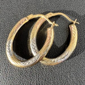 14k 1g White Yellow & Rose Gold Earrings