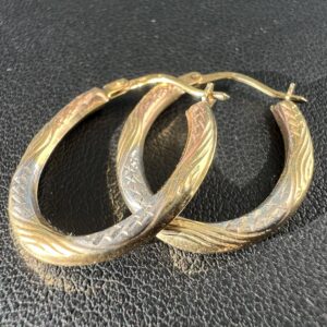 14k 1g White Yellow & Rose Gold Earrings - Image 3