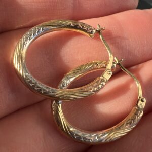 Alternative view of 14k 1g White Yellow & Rose Gold Earrings