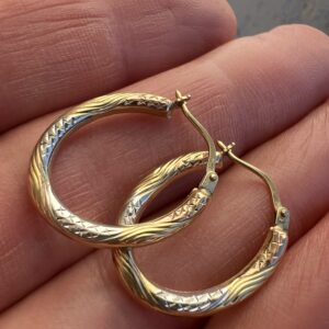 14k 1g White Yellow & Rose Gold Earrings - Image 4